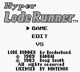 Hyper Lode Runner: The Labyrinth of Doom title screen for GameBoy